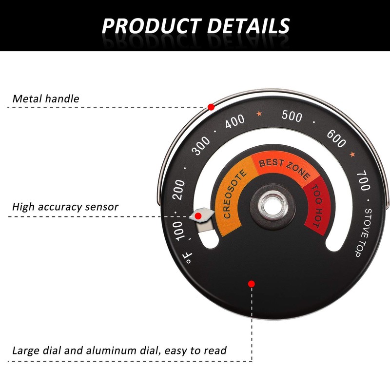 Frienda Wood Stove Thermometer Magnetic, Oven Temperature Meter Stove for