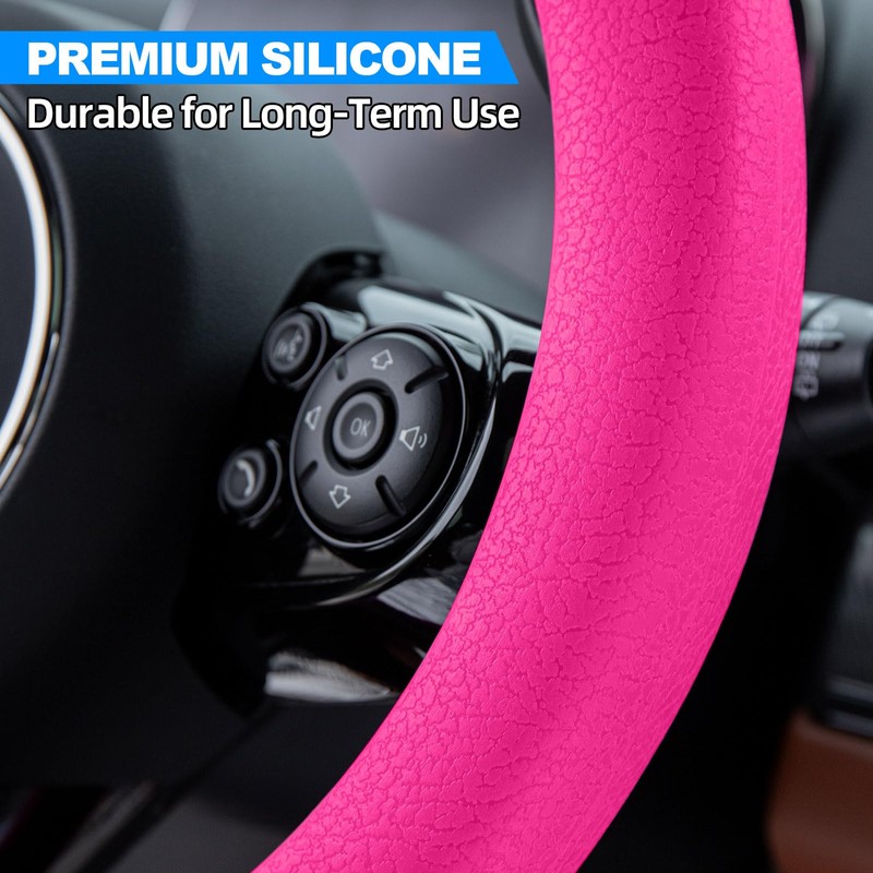 Spurtar Hot Pink Car Steering Wheel Cover Women, Hot Pink