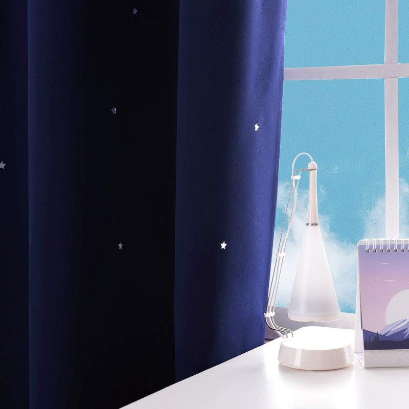 NICETOWN Blackout Curtains for Bedroom, Star Cutout Theme Window Treatments,