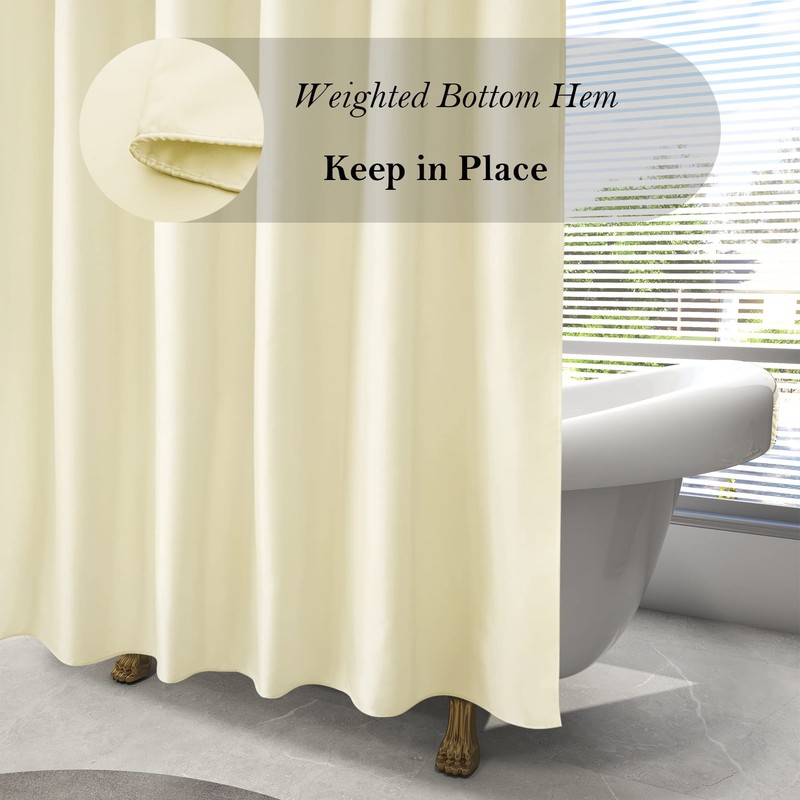 AooHome Shower Curtain Liner, Fabric Bathroom Curtain with Hooks for