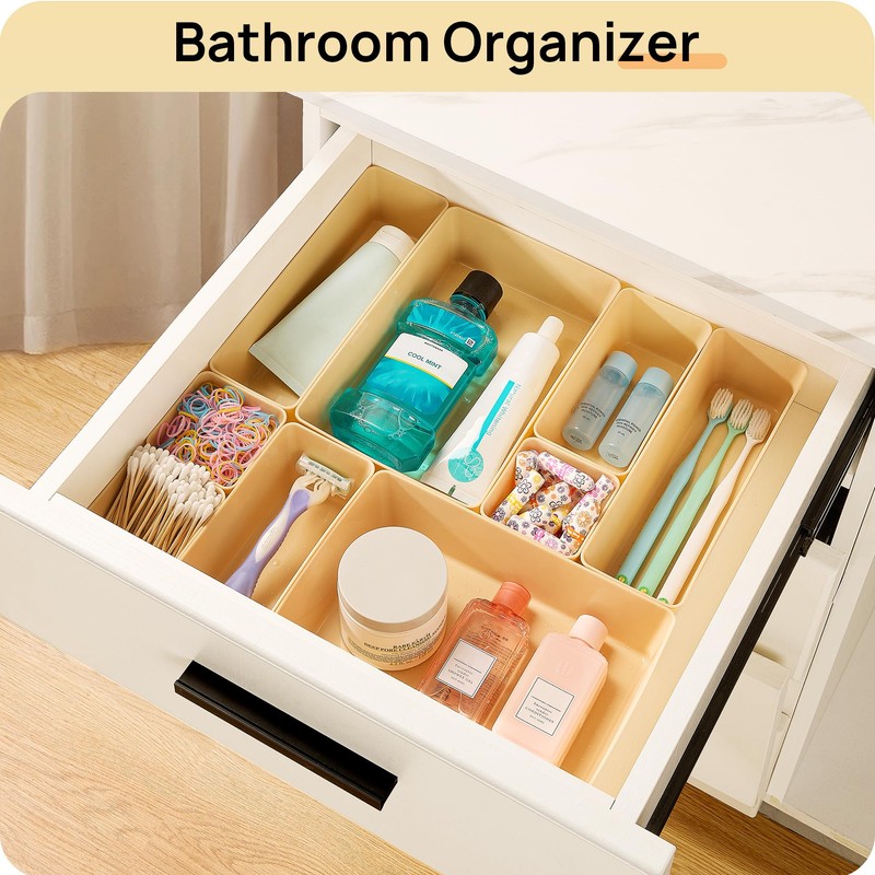 Vtopmart 25 PCS Plastic Drawer Organizers Set, 4-Size Versatile Bathroom