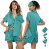 WJing Yi Jia 5Pcs Womens Soft Satin Pajama Set XS-4XL