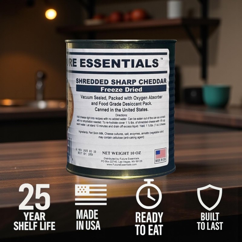 Future Essentials Freeze Dried Shredded Sharp Cheddar Cheese – Real