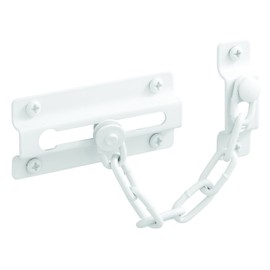 Prime-Line U 9852 Chain Door Guard, Stamped Steel w/Steel Chain, White Painted Finish (Single Pack)