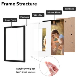 KINLINK 8x10 Picture Frame Set of 9, 10x8 Photo Frames with Plexiglass for 5x7 Pictures with Mat or 8x10 Without Mat, Art Collage for Wall Gallery and Tabletop Display, 8 x 10 Frame Black