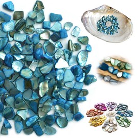 Yew & Tulip Irregular Natural Crushed Shells Chips, 64 oz (4 lb) Sky Blue Nacre Mosaic Fragments, Mother of Pearl Shells for Crafts, Home Décor, Vase Filler, Wedding, DIY etc. (64 oz (4 lb), Sky Blue)