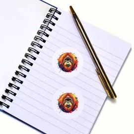 24 x 40mm Round 'Colourful Orangutan' Stickers (SK00066189)