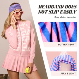 Tumurup Headbands for Women's, Non-Slip Wide Head Bands Adult Women, Breathable Sweat-Wicking Hair Bands Sports & Daily Hair Accessories (3-Pack, Striped Headband)