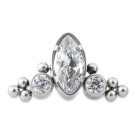 Tilum Jeweled Baroque Tiara Titanium Threadless Top - Price Per 1, Crystal