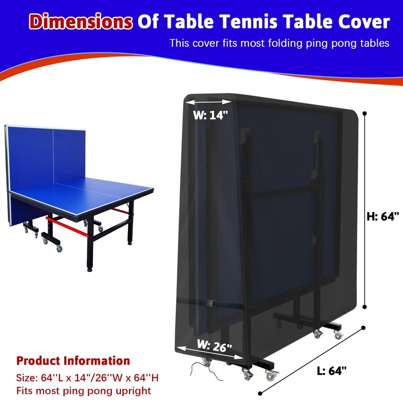 Ping Pong Table Cover 600D Tennis Table Cover for Folding