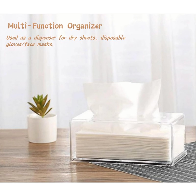 Clear Acrylic Tissue Box，Rectangle Disposable Paper Facial Holder with Lid,Dryer