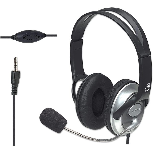 MANHATTAN Wired Headset with Microphone - with 8 ft Long