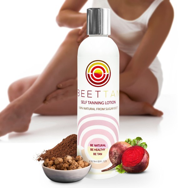 BeetTan Organic Self Tanning Lotion (All Natural) Indoor Sunless Tanning Cream Made With DHA Beet Extract (Stain-Free) Naturally Glowing Tan (Tropical Scent)