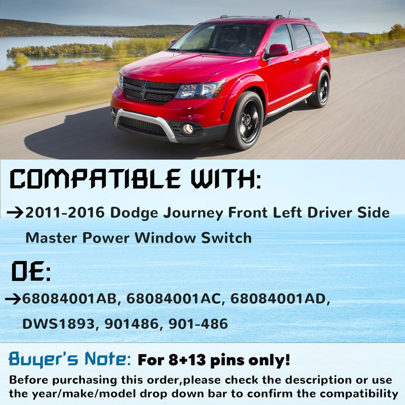 Master Power Window Switch, Driver Side 8 + 13 Pins,