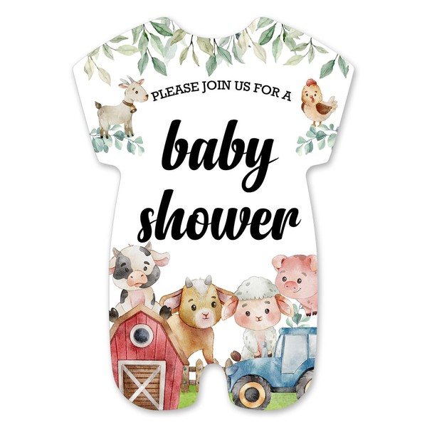 brayqu Farm Animals Baby Shower Invitations Farm Baby Shower Shaped