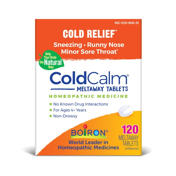 Boiron ColdCalm Tablets for Cold Symptoms of Sneezing, Runny Nose, and Sore Throat - 120 Count