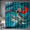 Aimego Funny Shower Curtains Shark Cat Shower Curtain Set with
