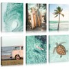 HPNIUB Summer Green Beach Wall Art