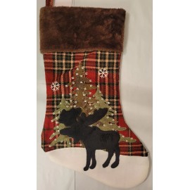 Hobby Lobby Christmas Shoppe Moose Stocking - Plaid Rustic Cabin Lodge Woodland Hobby Lobby