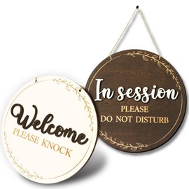 Woodamore In Session Door Sign For Therapists - Please Do Not Disturb Sign For Office Door, Therapy Session In Progress Door Sign, Welcome Please Knock Sign For Door, Massage Therapy Decor