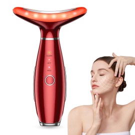 YUNRUO Neck Face Massager, 3-in-1 Portable Facial Massager (Red)