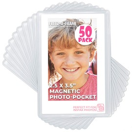 Bonus Bundle 50 Pack Freez-A-Frame Magnetic Photo Pockets for Fuji Mini Instax Photos (Wallet Size)