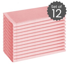 Cotton Clinic 12 Servilletas de Tela 50 x 50 cm, Servilletas de 100% Algodón, Suave y Cómoda, Calidad de Hotel Duradera, para Eventos y Uso Doméstico Regular Bebé Rosa
