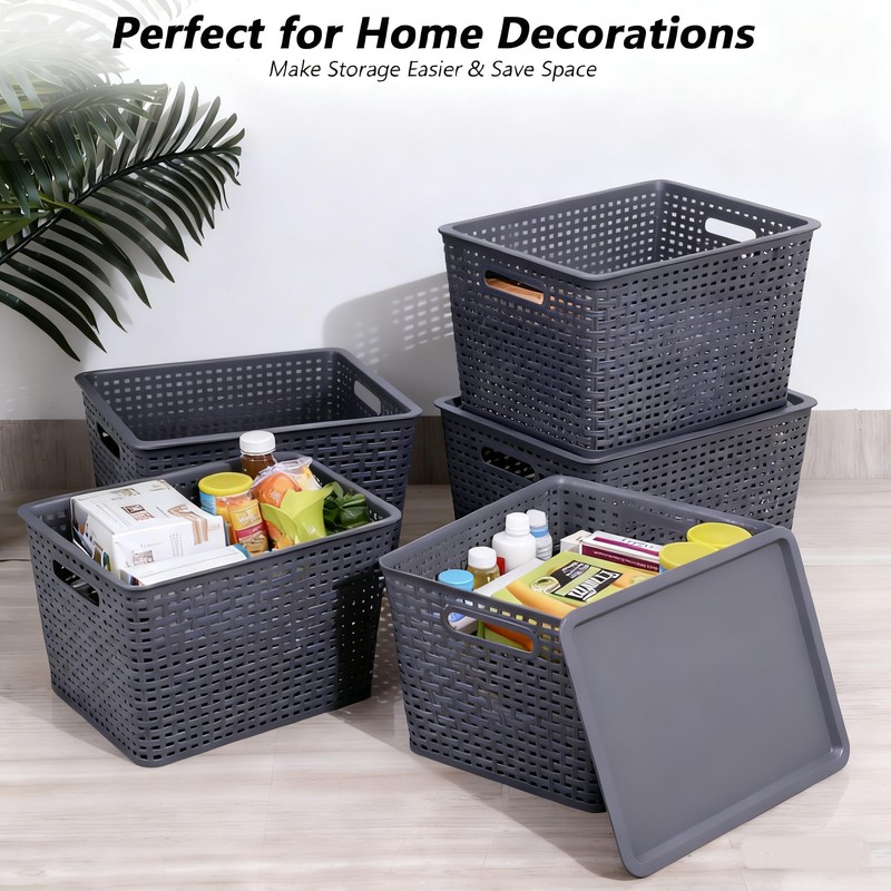 Xyskin 6 Packs Storage Bins with Lids, Plastic Storage Containers
