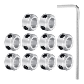 MECCANIXITY Shaft Collar 8mm/ 5/16 Inch Bore Aluminum Set Screw Style Clamping Collars Hexagon Wrench Silver 10Pcs