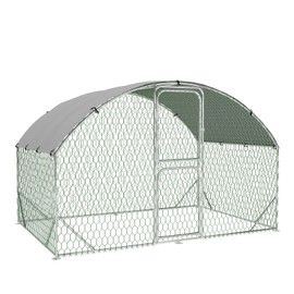 Large Metal Chicken Coop with Run,9.8X6.5X6.5FT Walk in Poultry Cage Chicken Run Pen with Waterproof & Anti-Ultraviolet Cover,Ideal for Ducks, Geese, and Rabbits Farm Upgraded Dome Roof Double Doors