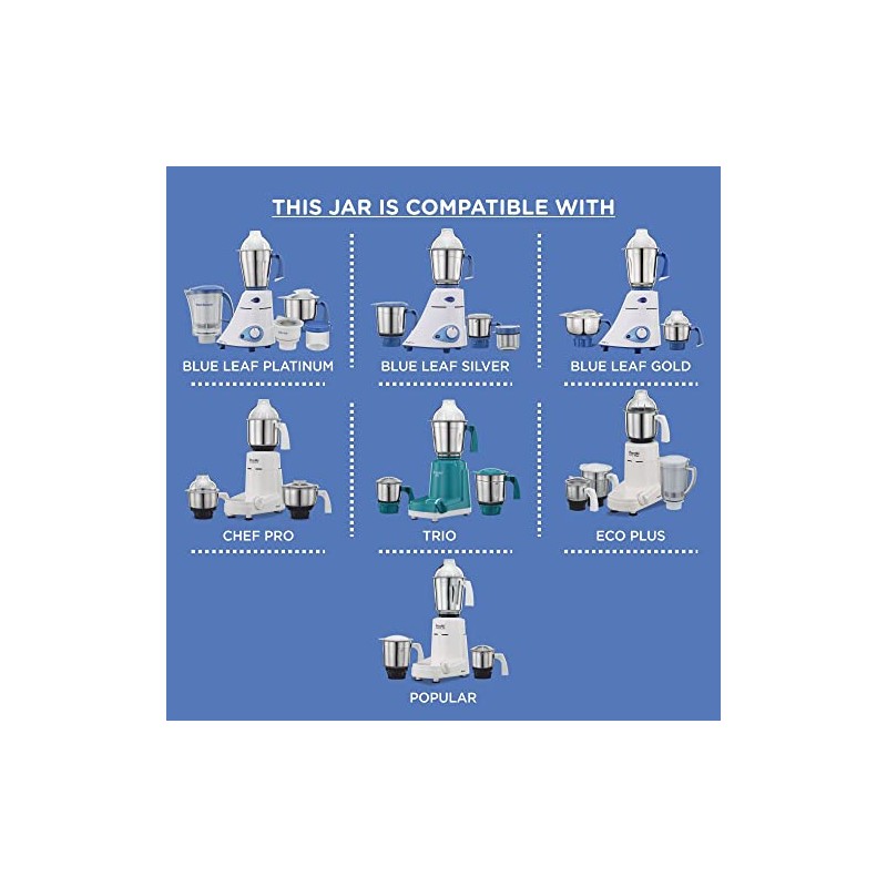 Preethi MGA-504 Stainless Steel Genie Jar for Eco Twin, Plus/Chef