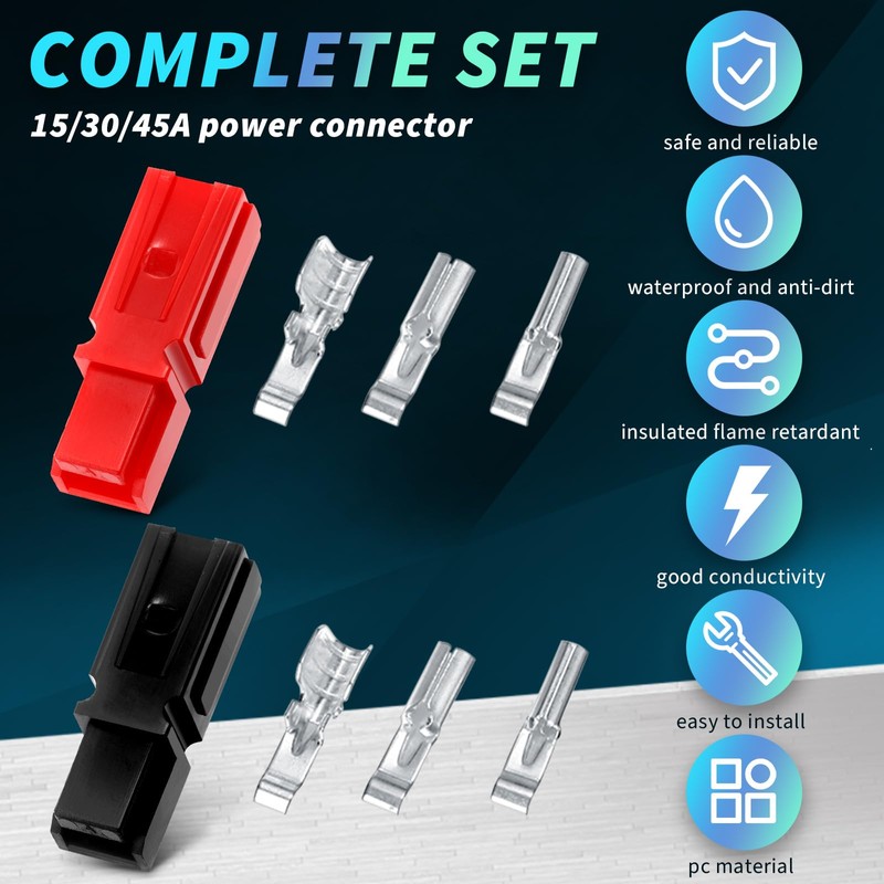 Relaxweex 120 Pcs 15A/ 30A/45 Amp Power Connectors Assortment Kit