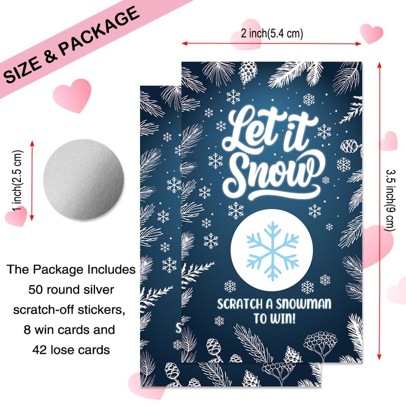 THEBESTU 50 Pcs Let It Snow Scratch off Game Cards,