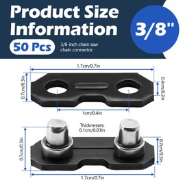 50 Pcs 3/8'' Chainsaw Chain Adapter Chain Repair Kit Chainsaw Chain Repair Chainsaw Master Chain Repair Links Connector, Chainsaw Parts and Accessories，Accessories (Black)