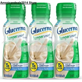 Glucerna Hunger Smart Shake Vanilla 10 fl oz Choose 6, 12 or 24 Bottles - 24 Bottles