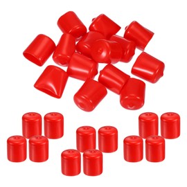 PATIKIL Round Rubber End Caps 22mm ID, 25 Pcs Rubber Bolt Covers Caps Vinyl Rubber Flexible Screw Thread Protectors for Metal Tube Rod Bolts, Red