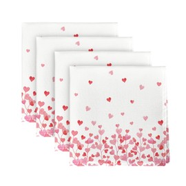 Horaldaily Valentine Cloth Napkins 18 x 18 Inch, Seasonal Pink Love Trees Party Dinner Decoration Washable Napkins Set of 4