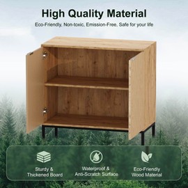 DAWNYIELD Wooden Fluted Cabinet, Multi-Function Storage Cabinet with Adjustable Shelves, Modern Accent Sideboard Buffet, Console Table for Living Room, Kitchen, or Entryway