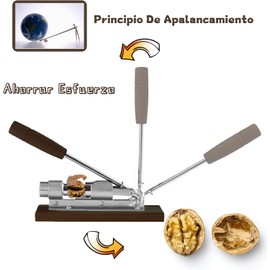 Cascanueces, pinza para nueces, quebrador de nueces, abridor de nuez, base de madera de escritorio y mango para herramientas de cocina, apto para nueces, cacahuetes y otros frutos secos