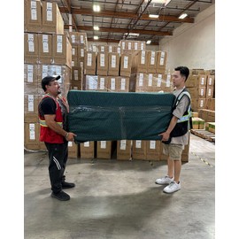 Diamond UP 4 Moving Blankets, Double Extra Large Moving Blankets for Furniture, Professional Quilted Furniture Shipping and Storage Pads, 144" x 80", Green and Gray(4 Packs)