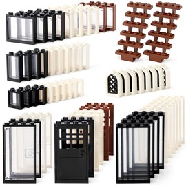 Feleph Windows and Doors Set Interior Decoration Accessories MOC Building Block Kit 118 Pieces and Parts Compatible with Major Brands