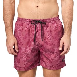 BOSS Men's Standard Tropical Print Swim Trunks, Medium Red Palm Leaf, X-Large