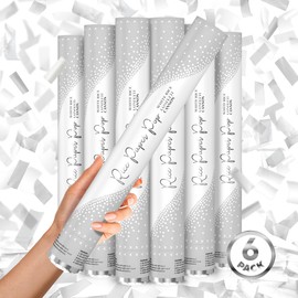White RICE Paper Confetti Cannon - 16" Rice Paper Biodegradable Party Popper, Compressed Air Popper, Loud Pop, For Wedding Confetti Send Off/Sparklers, Wedding Supplies & Decorations, Shoot Up to 40ft