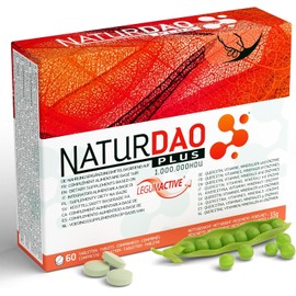 NaturDAO Plus 1,000,000 HDU | 60 Comprimidos | DAO + 8 Cofactores Activos | Intolerancia a la Histamina | Catalasa, Quercetina, Vitaminas B6 B9 B12 C, Zinc y Cobre | Vegano y Sin Gluten