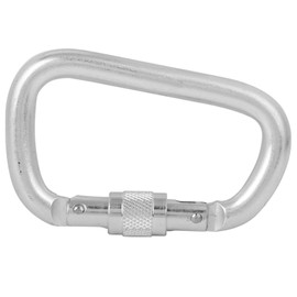 High Load Bearing Master Lock Outdoor Screwgate D shaped Carabiner for Climbing Mountaineering(Argent )