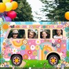 Lecheme Hippie Party Decorations Groovy Bus Banner 60s Daisy Backdrop