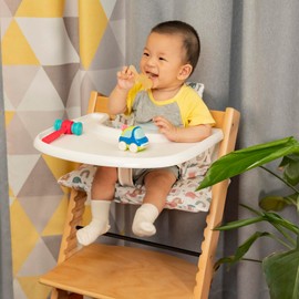 DADOUMAN Waterproof & Extra Padded Soft Dining Chair Seat Cushion, Wipe Clean Cushion for Stokke Tripp Trapp High Chair, 18" L x 11" W, Compatible & Convertible Design (Colorful Elephants)