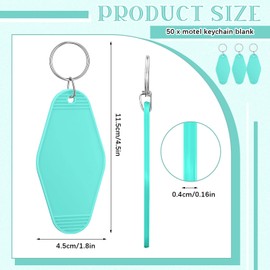 Pinkunn 50 Pcs Blank Motel Keychain Sublimation Vintage Blank Hotel Keychain Bulk for DIY Crafts Ornament(Cyan)