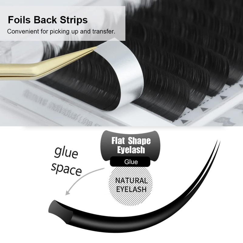 NAGARAKU Flat Lash Eyelash Extensions with 2 Bristles for Eye