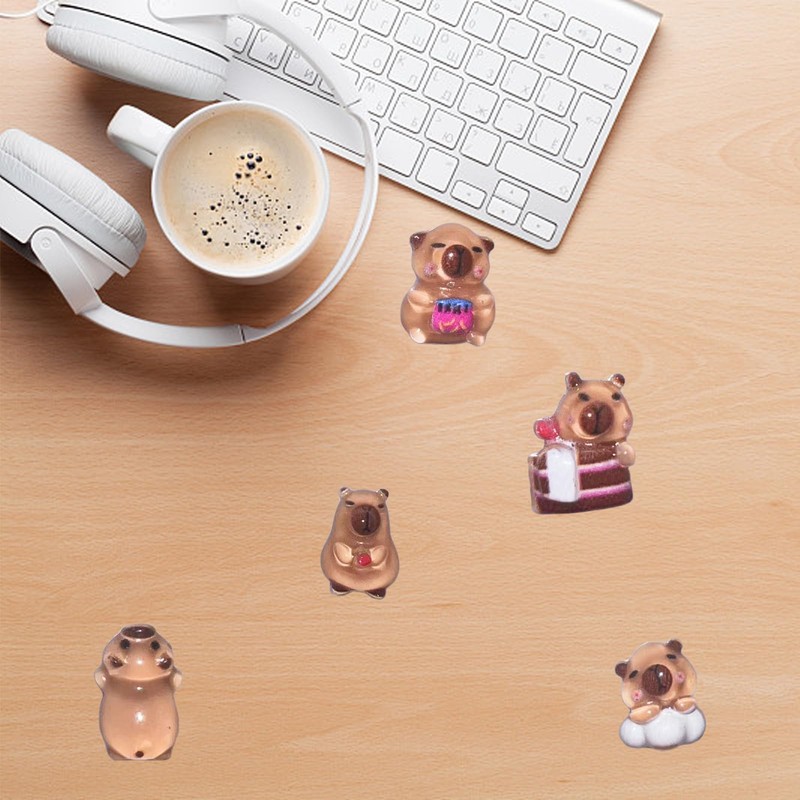 fKiZanthene 100Pcs Mini Resin Capybara Decorations, Tiny Animal Figurines for